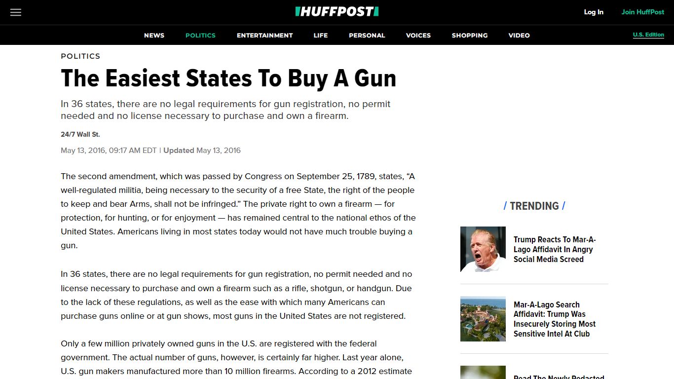 The Easiest States To Buy A Gun | HuffPost Latest News